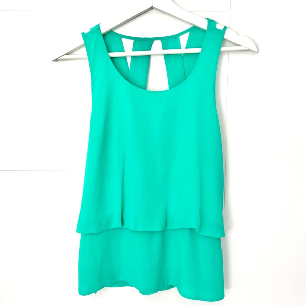 Teal crisscross back sleeveless top